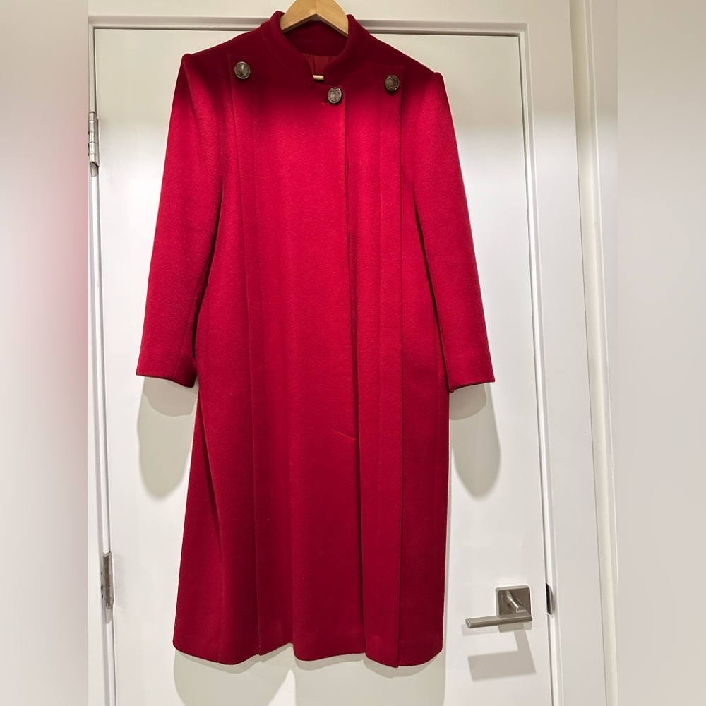 Lindzon Vintage 1980s Red Long Overcoat for Woman